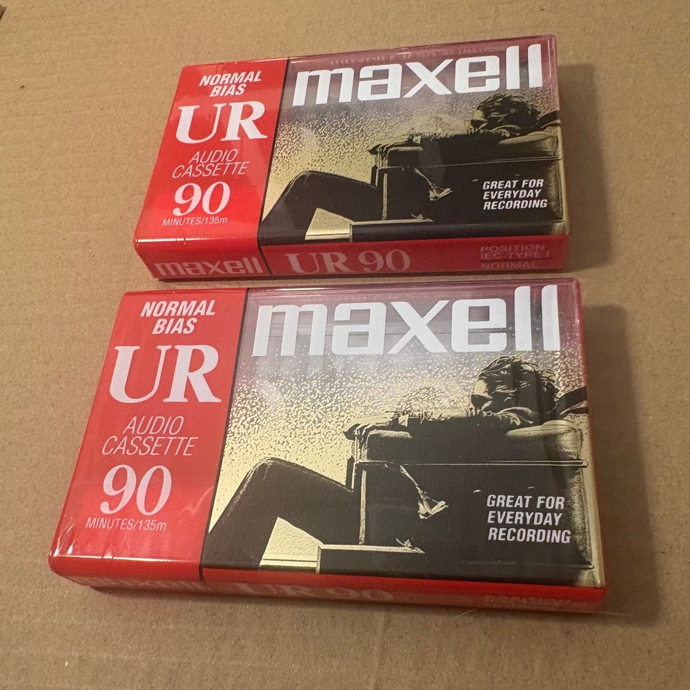 Maxell UR 90 Audio Cassette Tapes Normal Bias 135 Min Lot of‎ 2 Sealed New